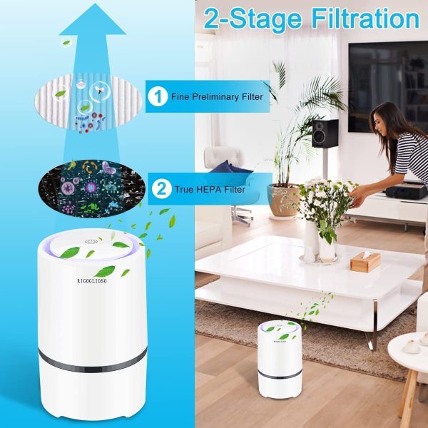 Air Purifiers for bedroom, Low Noise Air Cleaner for Pollen,Smoke,Dust,Odor,Pet Dander, Desktop USB Air Purifier, GL2103 - Image 6