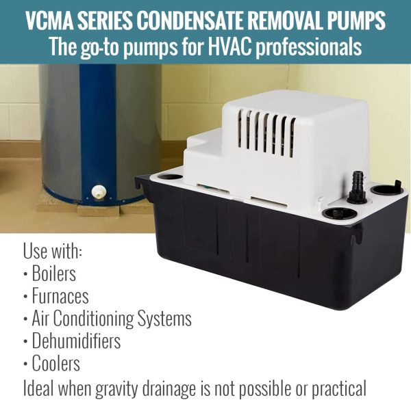 Little GIANT 554401 Vcma-15 Series Condensate Pump, 7 inch Height, 5 inch Width, 11 inch Length, 115V - Image 2