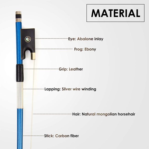 Violin Bow Stunning Bow Carbon Fiber for Violins (1/2, Blue) - Image 8