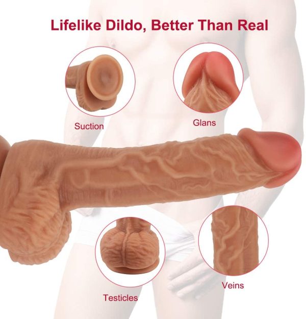 Realistic 7-Inch G-spot Dildo for Women - Adorime Lifelike Penis & Testicles, Flexible Silicone Adult Sex Toy with Powerful Suction Cup - Image 2