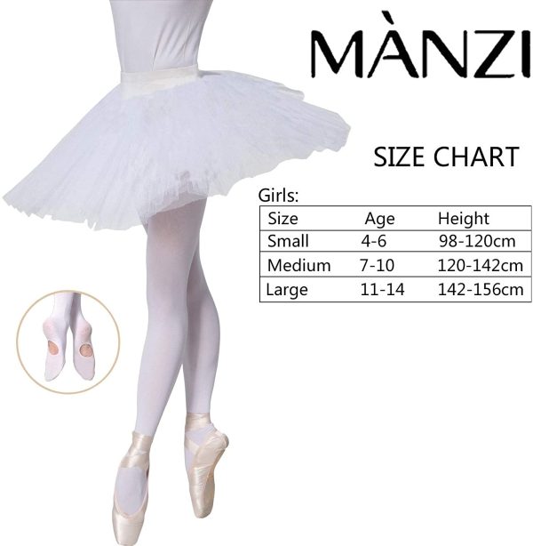 MANZI 1-3 Pairs Girls' Pro Ballet Tights Ultra Soft Transition Convertible Dance Tights - Image 5