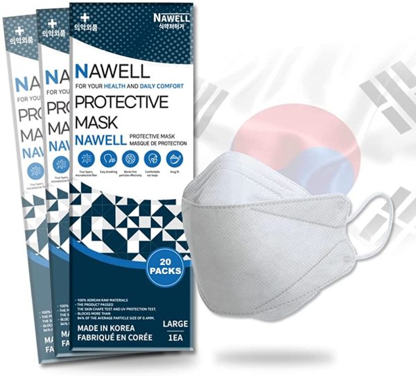 [20 Packs] NAWELL Face Mask 4 Layer Filter Structure Lightweight White Face Mask Made in Korea [20 Individually Packaged ] [English and French Packing] - Image 6