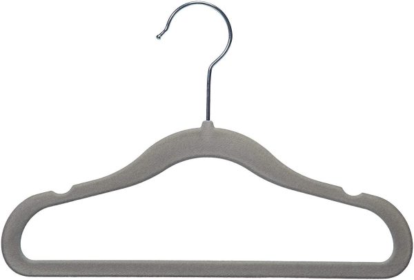 Amazon Basics Kids Velvet, Non-Slip Clothes Hangers, Gray - Pack of 30 - Image 3