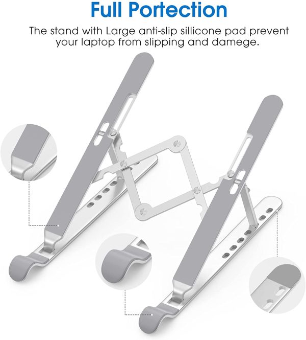 Adjustable Aluminum Laptop Stand for Desk,Ergonomic laptop stand,7-Levels foldable Portable Computer Stand,Laptop Cooling Pad Ventilated Laptops Netbook Tablet Riser Stand Compatible with Laptops Notebook MacBook Pro/Air,Chromebook Dell HP Acer ASUS Lenovo SAMSUNG 10-15.6"Device - Image 5