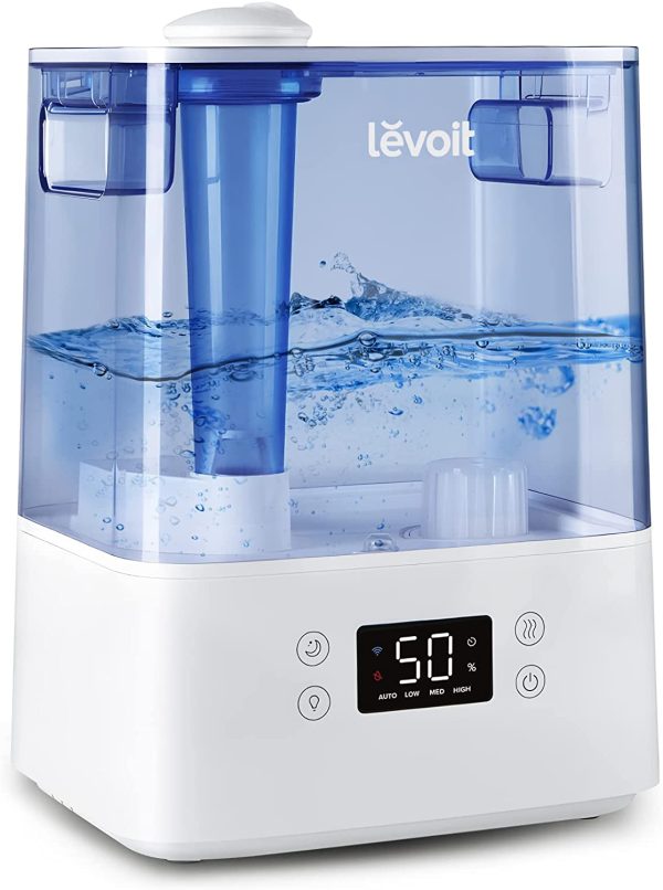 LEVOIT Humidifier for Bedroom Large Room Home, Smart Wifi Alexa Control, 6L Top Fill Cool Mist Humidifiers for Plants, Baby, Ultrasonic, Essential Oil Tray, Auto Mode, Night Light, Quiet, Blue