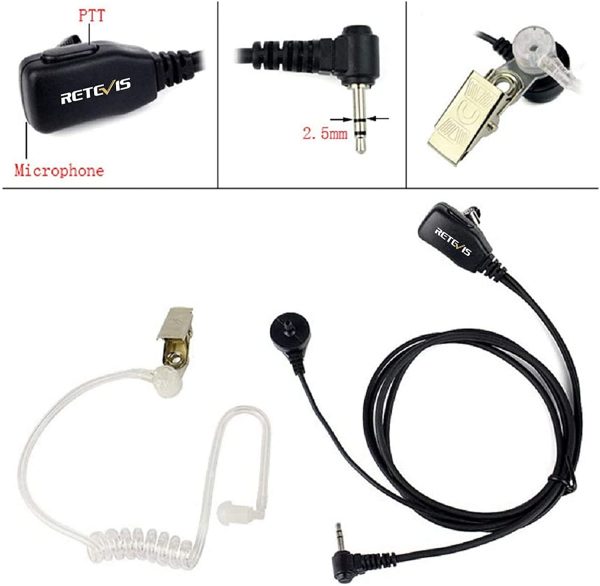 Retevis RT45 Walkie Talkies Earpiece Mic 1 Pin 2.5mm Earpiece for Motorola MH230R T6200C T5800 T50 Retevis RT45 2 Way Radio (1 Pack) - Image 7