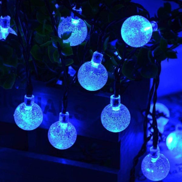 Lyhope Solar Outdoor String Lights, 2 Pack Total 40ft 60 LED Crystal Ball Waterproof Solar Powered Globe Lights for Garden Patio Bistro Cafe Gazebo Holiday Party Outdoor Decorations (Blue) - Image 7