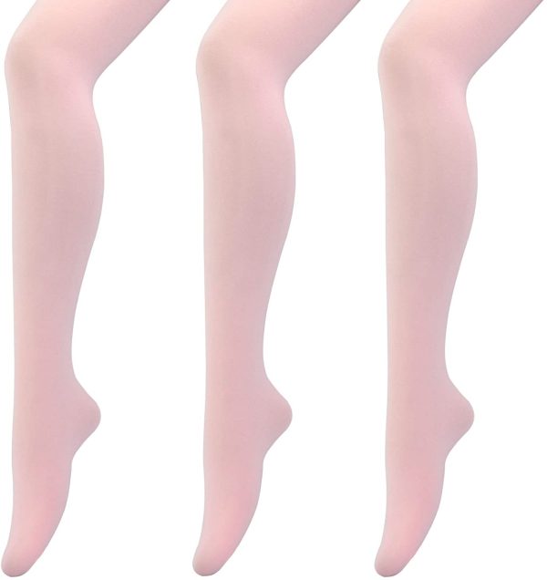 MANZI 1-3 Pairs Girls' Pro Ballet Tights Ultra Soft Transition Convertible Dance Tights - Image 2