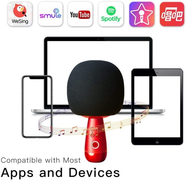 CALF Bluetooth Wireless Karaoke Microphone with Speaker,Changba Microphone, Portable Handheld Microphone, Carpool Karaoke Machine for Christmas Birthday Party Gift for Android/iPhone(Black) - Image 7