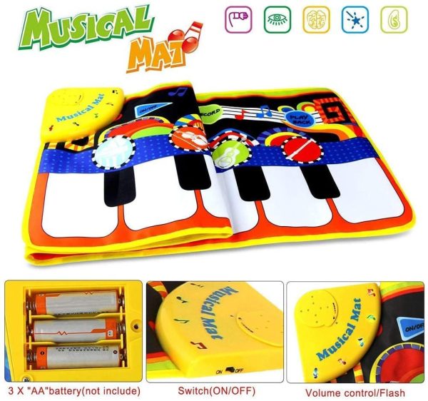 Kids Piano Mat,43*14" Baby Piano Musical Mat Keyboard Music Mat with 8 Instrument Sounds Touch Play Dancing Mat for 1-5 Years Old Kids Girls and Boys - Image 6