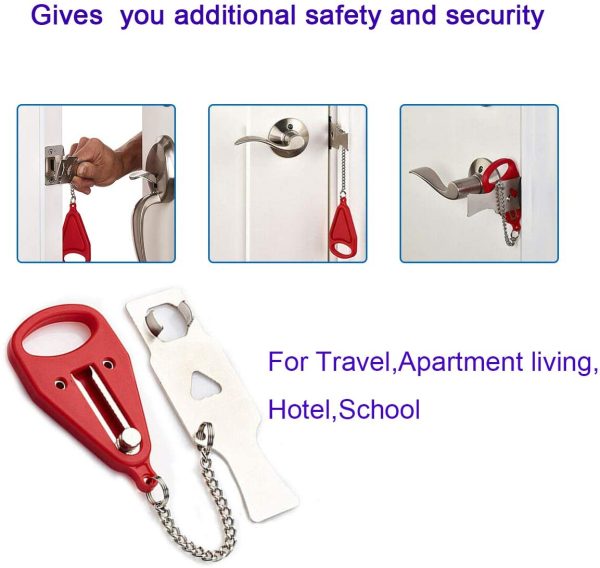 Portable Door Lock for Home and Travel Safety, Travel Lock, Airbnb Lock, Childproof Security Lock, Suitable for Home, Hotel, School, Apartment etc. Living Security Device, Personal Protection