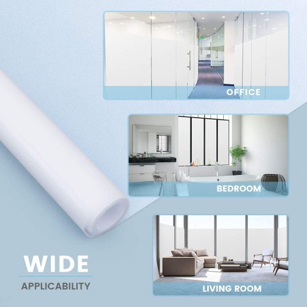 Rabbitgoo Privacy Window Film Frosted Film No Glue Anti-UV Window Sticker Heat Control Window Cling Non-Adhesive for Privacy Office Meeting Room Bathroom Bedroom Living Room 11.8" X 78.7" ( 30 X 200cm), Pure Frosted - Image 6