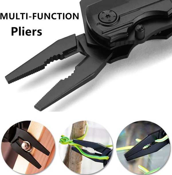 Pocket Multitool with Safety Locking Handy Gifts for Men 12 in 1 Multi Tool with Pliers Knife Bottle Opener Screwdriver Saw Perfect for Outdoor Survival Camping Hiking Simple Repair - Image 4