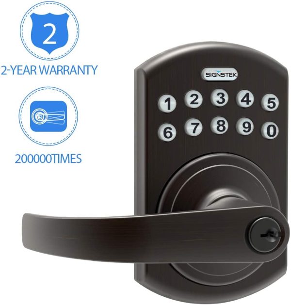 Keypad Entry Door Lock with Flex-Lock and Reversible Lever, LED Backlight, Password/Key Accessible - Image 7