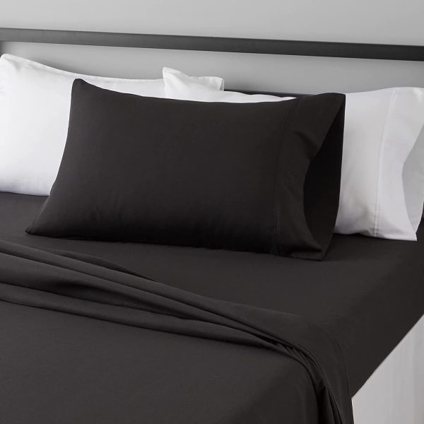 AmazonBasics Light-Weight Microfiber Sheet Set - Twin XL, Black