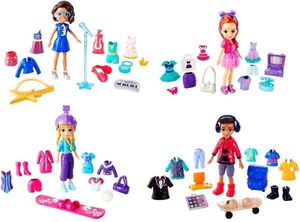 Polly Pocket Fashion Super Collection with 3-inch Polly, Lila, Shani & Nicolas Wells Dolls Plus 40+ Themed Character & Fashions; for Ages 4 and Up