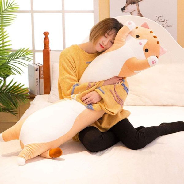 Plus Doll Toy Cat, Stuffed Toys Long Cotton Cute Cat Shape Doll Comfort Plush Toy Soft Sleeping Pillow - Image 4