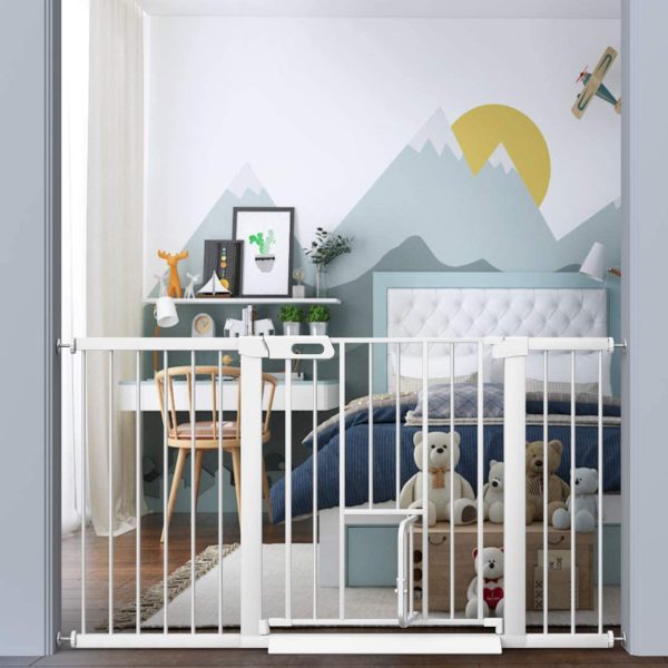 Narrow Baby Gate with Small Pet Door 29.5"-32.2" Inch Wide, Walk Through Dog Gate for Stairway Doorway Halway - Safety Child Gates Auto Close for The House - Image 2