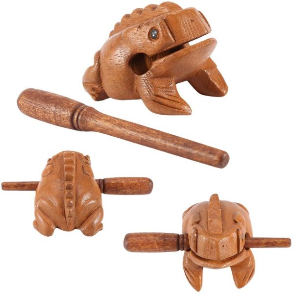 Wood Frog Guiro Rasp Thailand Hand Carved Wooden Frog Guiro Rasp Croaking Sound Toy Musical Instrument Tone Block Natural Finish Five sizes(#1) - Image 2