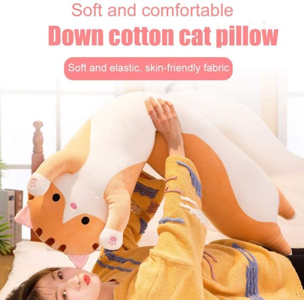 Plus Doll Toy Cat, Stuffed Toys Long Cotton Cute Cat Shape Doll Comfort Plush Toy Soft Sleeping Pillow - Image 7