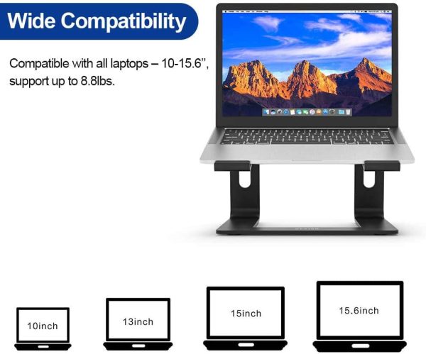 LS03 Aluminum Laptop Stand, Ergonomic Detachable Computer Stand, Riser Holder Notebook Stand Compatible with Air, Pro, Dell, HP, Lenovo More 10-15.6" Laptops (Black) - Image 3