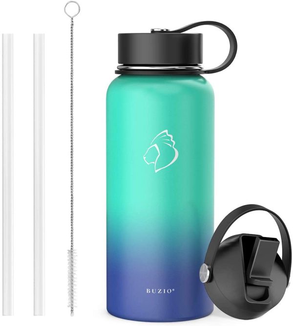 Stainless Steel Water Bottle (Cold for 48 Hrs, Hot for 24 Hrs), 32 oz Vacuum Insulated Water Bottle with Straw Lid and Flex Cap (Double Wall, Wide Mouth, BPA Free, Leak Proof), Caribbean Blue - Image 6