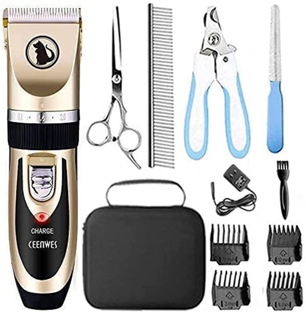 Cat Clipper Low Noise Pet Clippers Rechargeable Trimmer Cordless Pet Grooming Tool Professional Horses Hair Trimmer with Comb Guides Scissors Nail Kits for Cats Dogs Horses & Other Hairy Animals - Image 4