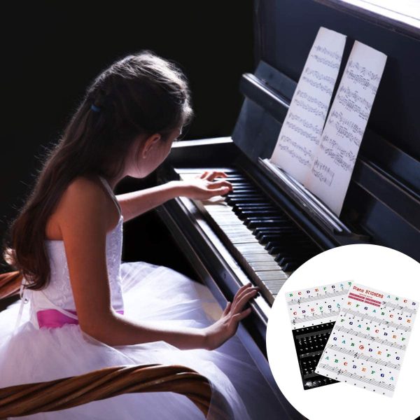 Piano Keyboard Notes Stickers, Removable Music Piano Key Stickers for White and Black Keys(49/61/54/88 Key Keyboards), Keyboard Accessories for Kids Beginners Piano Practice Learning - Image 2