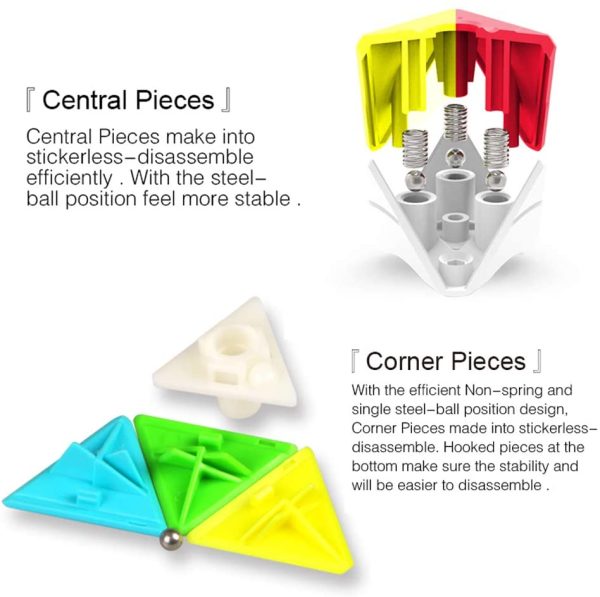 Roxenda Pyramid Speed Cube, 3x3x3 Qiming Pyramid Speed Cube Stickerless Frosted Triangle Puzzle Magic Cube - Image 3