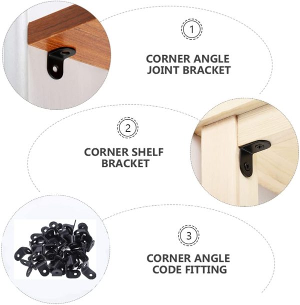 Right Angle Bracket Corner Brace, 30Pcs Black Joint Bracket Fastener 90 Degree Metal Angle Brackets (20 * 20 * 16mm) - Image 6