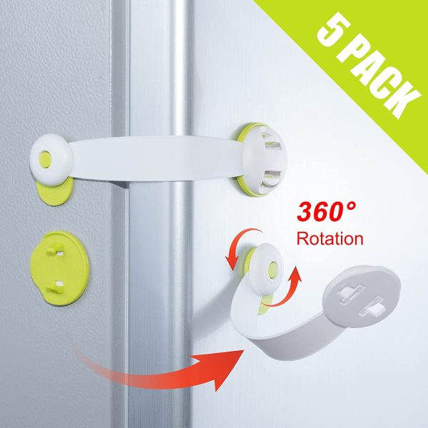 5 Pack Refrigerator Door Lock, Mini Fridge Lock Child Safety, Child Proof Cabinet Locks, Fits Perfectly for Locking Cabinets, Sliding Door, Drawers, Toilet Seat, Freezer, Closet Seat, Window, Oven - Image 2