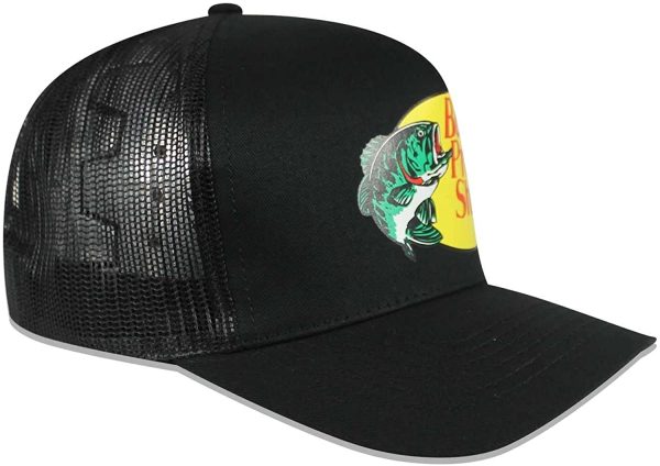 Bass Pro Shop Men's Trucker Hat Mesh Cap - One Size Fits All Snapback Closure - Great for Hunting & Fishing (Black)