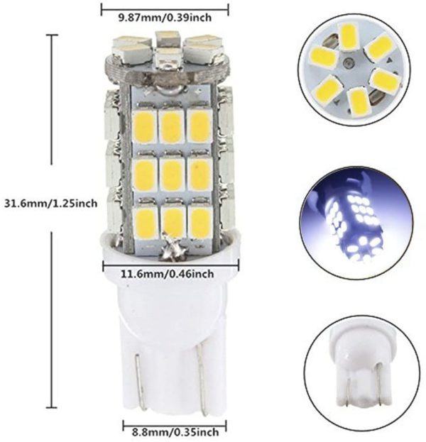 20x T10 921 192 194 Wedge RV Trailer 42-SMD 7000K LED Super Bright Cool White Interior Backup Reverse Replacement Light Bulbs - Image 5