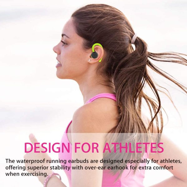 Sport Headphones with Earhook Design, APEKX True Wireless Bluetooth 5.0 Sports Earbuds, IPX7 Waterproof Stereo Sound, Built-in Mic Earphones with Portable Charging Case for Sports Gym Workout(Black) - Image 3