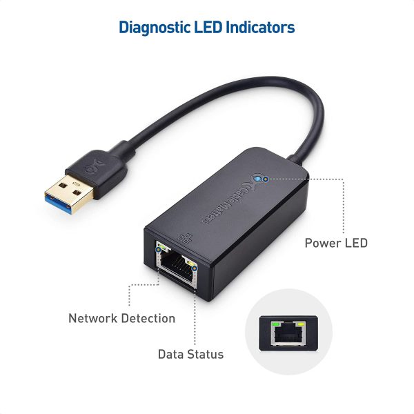 Cable Matters USB to Ethernet Adapter (USB 3.0 to Ethernet, USB 3 to Ethernet, USB to Gigabit Ethernet, USB to RJ45) Supporting 10/100/1000 Mbps Ethernet Network in Black - Image 4