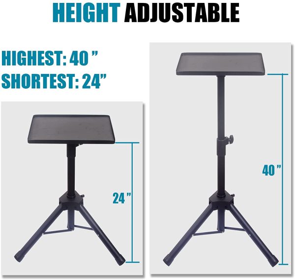 Projector Stand Stronger Support Large Tray 15.5in(L) x 11.5in(W) Height from 24in to 40in for Laptop, Projector, DJ Equipment - Image 2