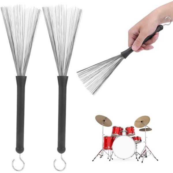 1 Pair Retractable Drum Wire Brushes Drum Stick Brushes for Jazz Folk Rock Band - Image 3