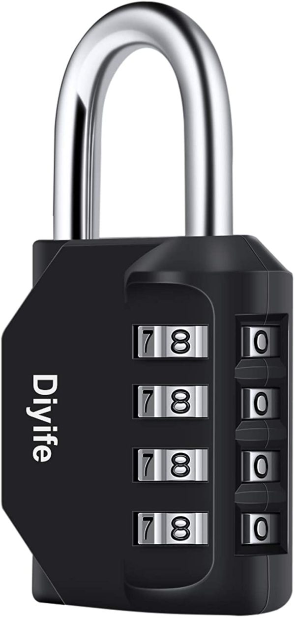 Combination Padlock,  4 Digit Locker Lock Weatherproof Lock Outdoor Combination Lock for School Gym Locker,Toolbox, Fence, Hasp, Cabinet(Black) - Image 3