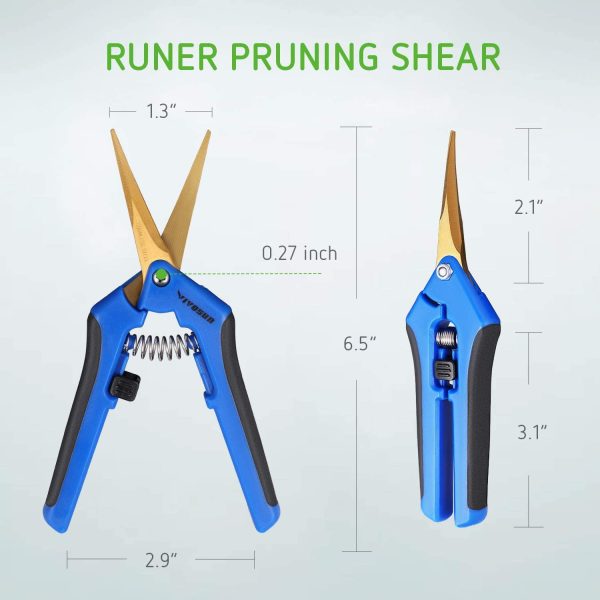 VIVOSUN Gardening Hand Pruner Pruning Shear with Curved Stainless Steel Blades Blue - Image 5