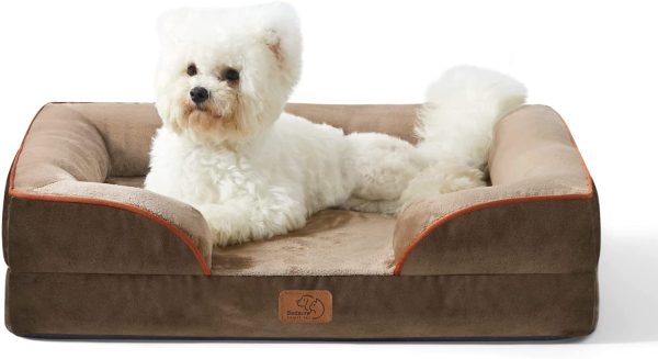 Bedsure Orthopedic Dog Bed for Medium Dogs - Waterproof Dog Bed Medium, Foam Sofa with Removable Washable Cover, Waterproof Lining and Nonskid Bottom Couch, Pet Bed, Brown - Image 2