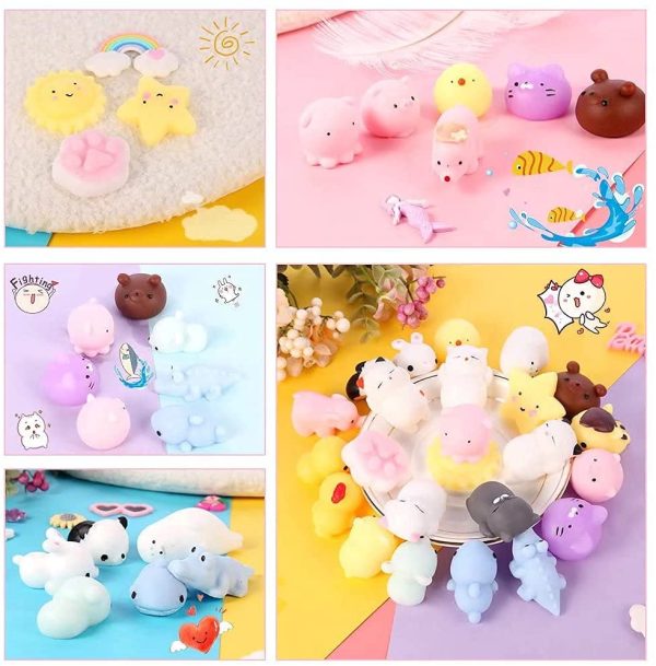 Moj Moj Squishies Easter Egg Fillers Squishy Toys for Kids Preteens Adults 24pcs Mochi Squishies Mini Kawaii Squishies, Party Favors Toy Gifts for Kids, Squishies Cat with Cartoon Bag, Stress Smile Toys for Girls & Boys - Image 5