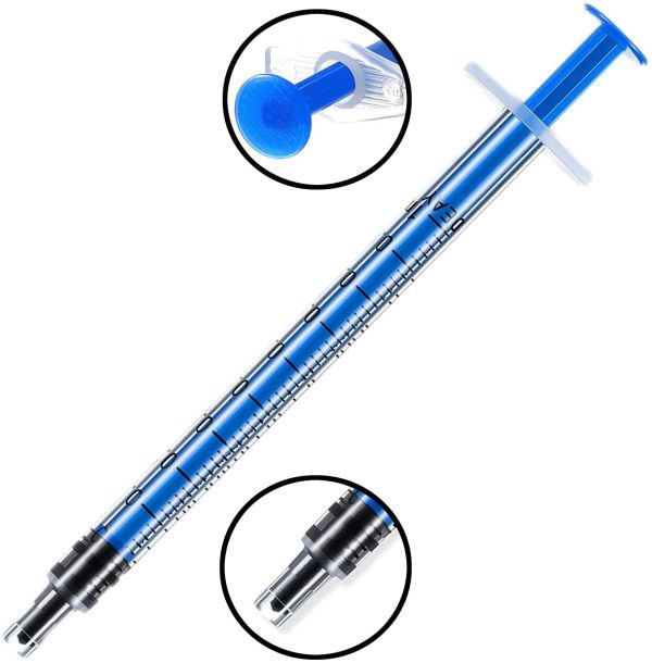 Zhixing 50Pack 1ml 1cc Syringe with Caps for Scientific Labs and Pet Feeding Multiple Uses（Blue) - Image 5