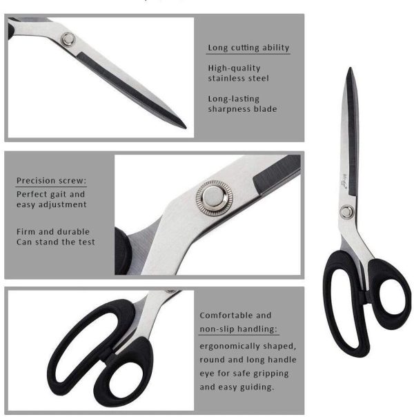 ? Sewing Scissors Professional Dressmaking Scissors Tailor Scissors Sharp Dressmaker Fabric Shears Classic Stainless Steel Long Blade for Cloth Tailoring Leather - Image 6