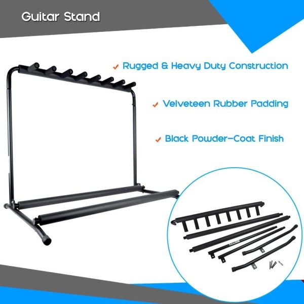 Pyle Multi Guitar Stand 7 Holder Foldable Universal Display Rack With No slip Rubber Padding - PGST43 - Image 5