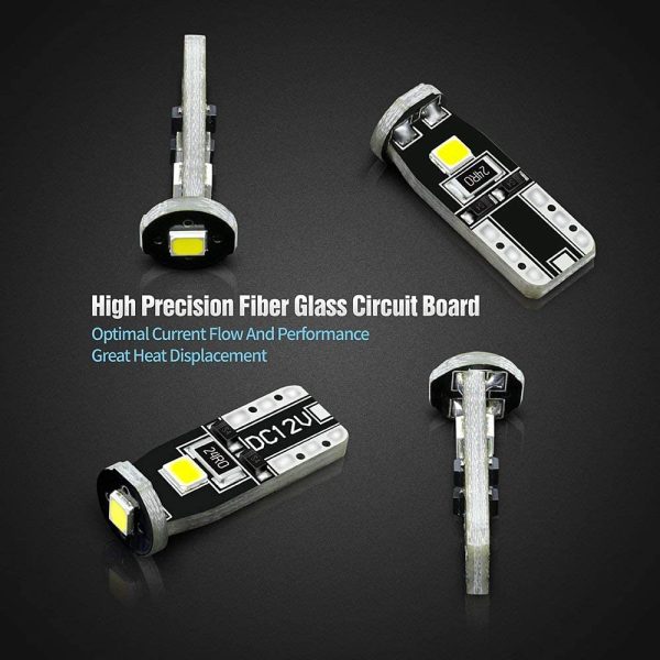 194 LED Bulbs Extremely Super Bright 3030 Chipset for Car truck Interior Dome Map Door Courtesy Marker License Plate Lights Compact Wedge T10 168 2825 Xenon White Pack of 10 - Image 6