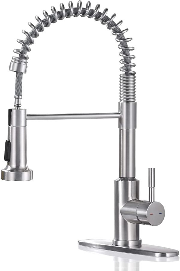 Kitchen Faucets?? Brushed Nickel Pull-Out Sprayer Kitchen Sink Faucets, Stainless Steel Faucet for Kitchen Sink with Deck Plate-Upgraded New Sprayer