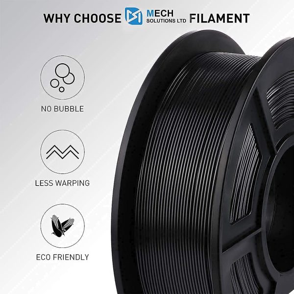 Local Canadian Seller - Mech Solutions - FLASHFORGE PLA+PLA +/PLA Pro 3D Filament 1.75mm +/-0.03mm, 1kg (2.2LBS)/Spool, Tangle-Free, Beginner Friendly, Extra resealable vacuumed Bag (Black) - Image 3