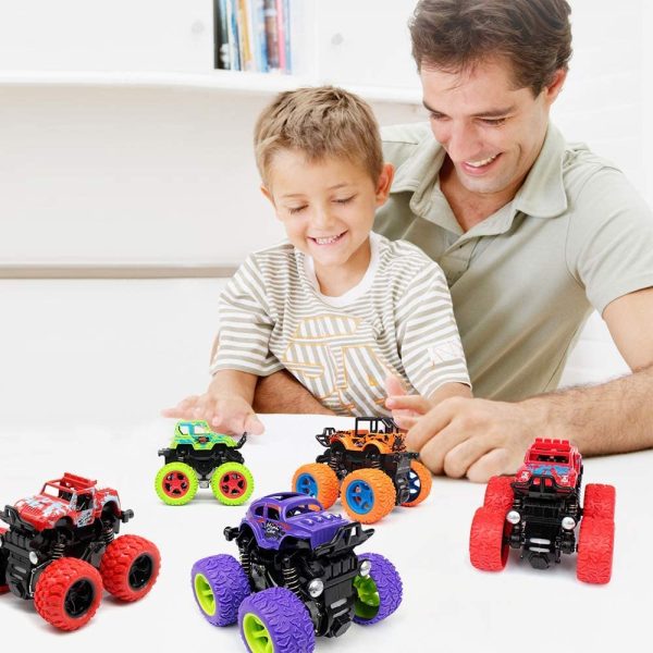 Monster Truck Toy Cars for Boys, 4 Pack Push Cars for Toddlers, 360 Degree Rotation 4 Wheels Drive Durable Friction Powered Car Toys for Christmas Kids Birthday Party, Gift for 3 4 5 6 7 8 Year Old Boys Girls - Image 4