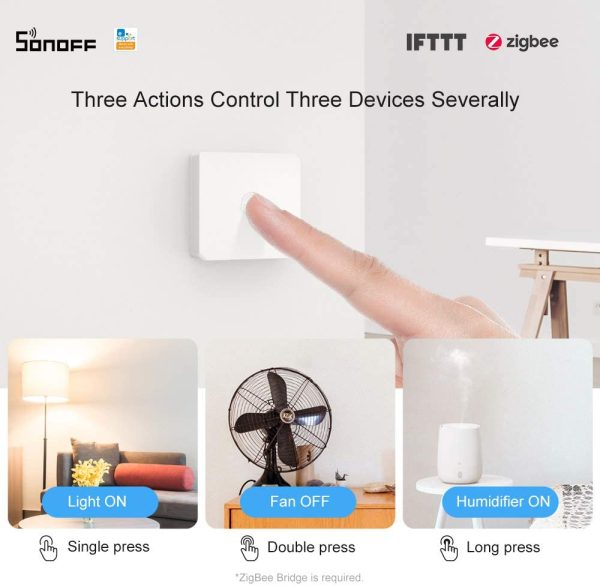 SNZB-01 Zigbee Wireless Switch, Supports to Create Smart Scenes, And Trigger The Connected Devices on Ewelink APP With Three Control Options - Single, Double Press, and Long Press,  ZigBee Bridge Required. - Image 3