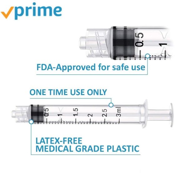 BD? Becton Dickinson Disposable Sterile 3ml 3cc Syringes with Luer-Lok? Tips | 5 packs | With Clear Barrel, No Needle, FDA Approved, Without Needle, Individually Blister Packed | Medicine Administration for Adults, Infants, Toddlers and Small Pets | Package of 5 Syringes 3cc. (5)